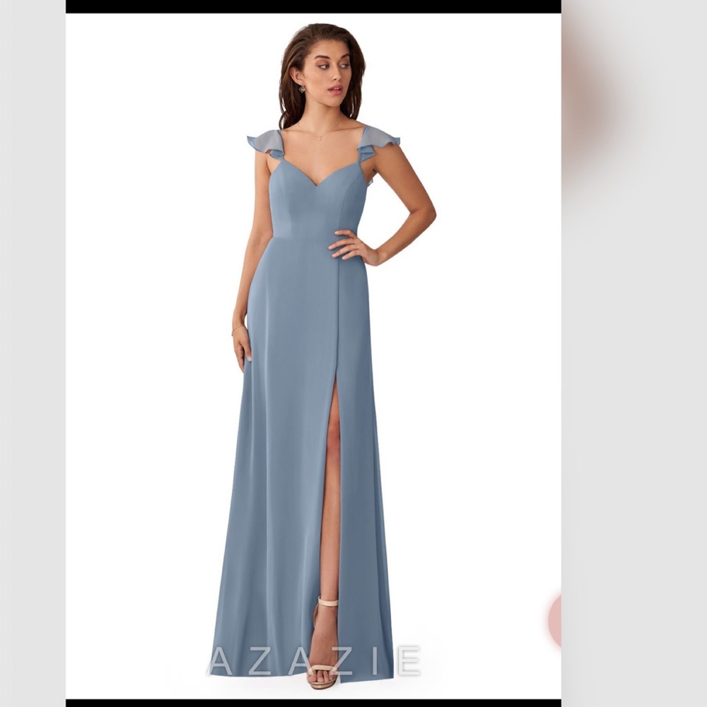 Azazie EVERETT dusty blue dress